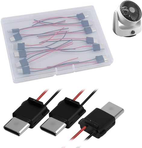 JinRuiCPeng 12 Pièces USB-C Mâle 2 Fils Connecteur de Prise, avec Fils 80 mm, Type-C à Souder, Idéal pour Projets Électroniques, Vidéosurveillance, Audio, MP3 et Appareils Domestiques