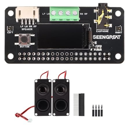 WM8960 Stereo Audio Codec HAT with 0.96 OLED, Audio Playback & Recording Expansion Board, 3.5mm Headphone Jack, Dual MEMS Microphones, Speaker Terminals, Compatible with Raspberry Pi