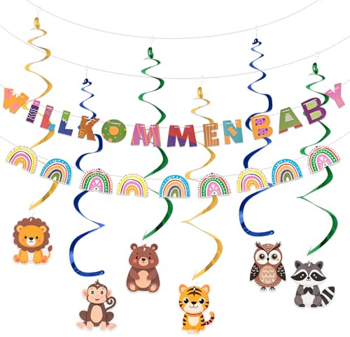 Seutgjie Willkommen Zuhause Baby Banner Deko zur Geburt Babyparty | Baby Shower Deko Hängend Wirbel Girlande Herzlich Wilkommensdeko Dekoration Kleinkinderzimmer Home Deko