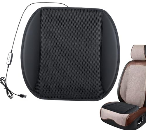 Car Seat Cushion with Fan - 12V Powered Cooling Breathable Airflow Design, Quick Plug Installation, Universal Fit Pad | Travel
