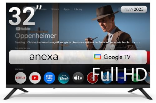 anexa - Smart TV 32 Pulgadas Full HD Google TV con Android 14, TDT 2025. Televisor con 3 años de garantía SMART32C02FG, Compatible con Netflix y Prime Video
