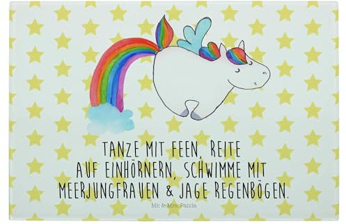 Mr. & Mrs. Panda Medium Glas Schneidbrett Einhorn Fliegendes Pferd - Geschenk, Unicorn, platte Schneidebrett, schneidebrett Dekorativ, Schneideplatte, Erwachsenwerden, Realität, Schneidplatte, Spielen
