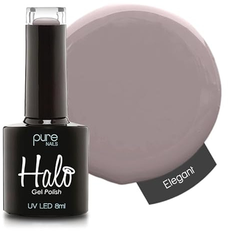 Halo Gel Polish 8ml - Elegant. UV/LED Gel Nail Polish, Long Lasting & Easy To Apply. Nail Art Colours For Manicure & Pedicure. Gel Polish For Professional & Home Use.