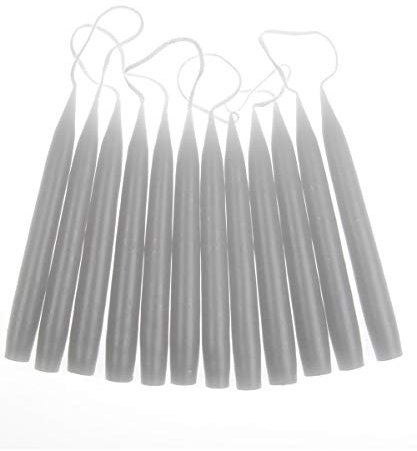 hdg Baumkerzen 12er Pack handgefertigte Kerzen aus Dänemark Ø 1,3 cm / 12 cm, Kerzen Farbe: hell grau