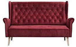 MOEBLO Ohrensofa 3 Sitzer Sofa Couch Garnitur Stoff Samt (Velour) Glamour Wohnlandschaft Chesterfield - Velo (Burgund, 3-Sitzer)