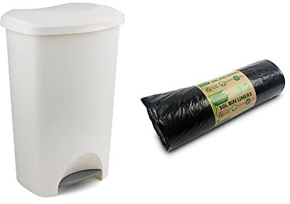 Addis Everyday Family Pedal Bin, 50 Litre, Linen Cream + 20x Liners