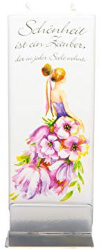 flatyz Deko Kerzen, Flache Besondere Kerze Blumenkleid in Pink | Kerze Handgemacht, Geruchsneutral, Adventskalender Kerzen Lange Brenndauer, 60x10x150mm | Perfekt als Besonderes Geschenk, Kerzen Deko