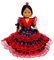 Folk Artesanía Serenina-Puppe für die Gesundheit, 35 cm, mit Blumen-Kollektion, Andalusische oder Flamenco, neu und originell, Schwarz / Rot