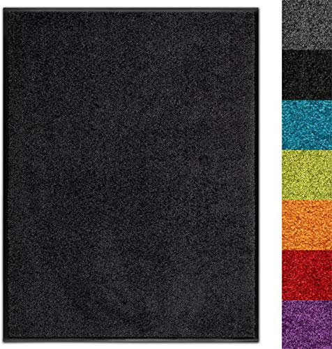 Schmutzfangmatte Use&Wash - Türmatte Sauberlaufmatte Fußabtreter - Fussmatte Teppich - für Flur Eingang Eingangsbereich - rutschfest & waschbar - in vielen Farben (120 x 180 cm, Schwarz 1000)