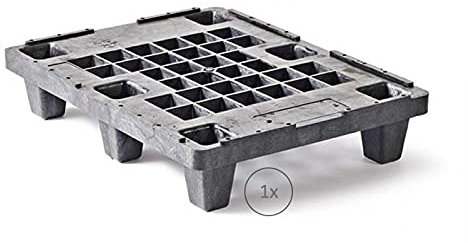 Kunststoff Halbpalette 80 x 60 im halben Europaletten-Maß | nestbar mit 6 Füßen | bis 600kg dynamsiche Tragkaft | bis 1.000 kg statische Traglast | 800 x 600 mm | schwarz (1)