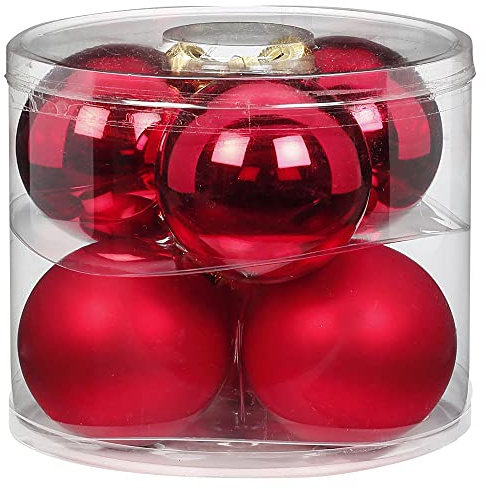 MAGIC Weihnachtskugeln Glas 10cm 6 STK. Christbaumkugeln Christbaumschmuck (Ochsenblut (Rot))