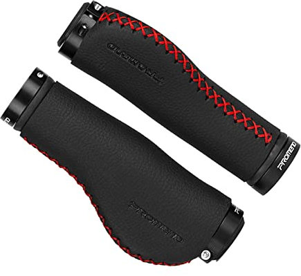 Colcolo Mountainbike-Zubehör Ledergriffe Fahrradgriffe Doppelmetall-Griffe für MTB BMX Mountainbike-, Schwarz und Rot