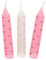 goki 60697 - Geburtstagskerzen 10 Stück rosa und weiß gepunktet, Wachskerzen, 10 cm