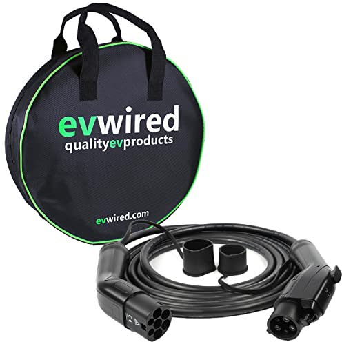 EV Wired Type 1 to Type 2 5 metre EV charging cable 32A 7kW single phase with free carry case