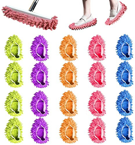 20 pantuflas de fregona para limpieza de suelos, lavables y reutilizables, pantuflas de limpieza para mujeres y hombres, herramienta de limpieza para casa, cocina, baño, oficina