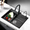 Yadlan Fregadero Cocina Bajo Encimera INOX, Fregadero Cocina 50x40 Un Seno, Fregaderos PequeñOs Baratos, Fregaderos De Acero Inoxidable con 2 Agujeros De Montaje, Fregadero Negro 1 Seno