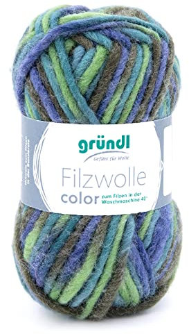 Filzwolle color Gründl,50g/50m,100% Schurwolle,waschfilzen,Waschmaschine,Filzhausschuhe (22 laubgrün)