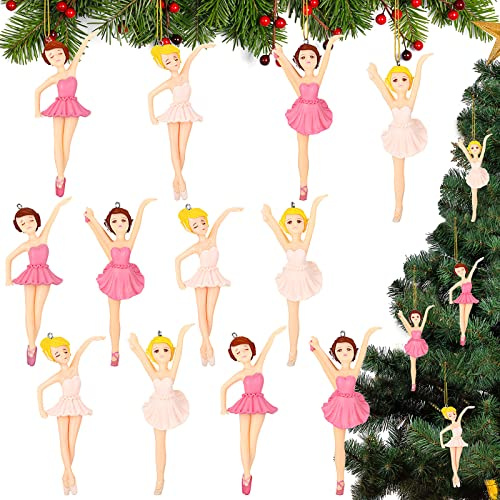 Ballerina-Weihnachtsbaum-Ornament, Dekoration, Harz, Ballett, Ornament, zum Aufhängen für Weihnachtsbaum, Ballett, Tänzer, Geschenk für Weihnachten, Anhänger, Weihnachtsfeier, Dekoration, 12 Stück