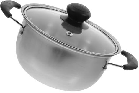 TOPBATHY Edelstahl- Topf Kleine Stock Topf mit Visuellem Glasdeckel Suppe Kochkochtopf Kochtopf für Kompakte Lebende Küche Lebensmittel Kochen 16X16x8cm/ 18X18x8. 5Cm