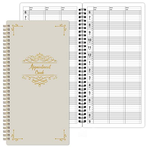 Terminbuch – undatiertes Salon-Terminbuch, Tages- und Stundenplanbuch mit 200 Seiten, 15-Minuten-Intervalle, Tagesplaner, 15 x 29 cm, 3 Spalten, Doppeldrahtbindung, Hardcover