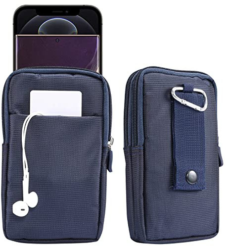 Nylon Gürteltasche Handy Tasche Gürtel Holster, Handytasche Gürtelclip für iPhone 13 12 11 Pro XS Max Samasung Galaxy S22 Ultra 5G A53 A13 Redmi Note 11 10 11t Pro Universal Hüfttasche Herren, Blau