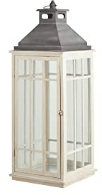 KHG Laterne 90,5 cm mit Kerze aus Kiefernholz, Kerzenständer, Kerzenhalter, Outdoor und Indoor, Deko, Glaseinsatz, für Wohnzimmer, Balkon, Terrasse, Garten usw.