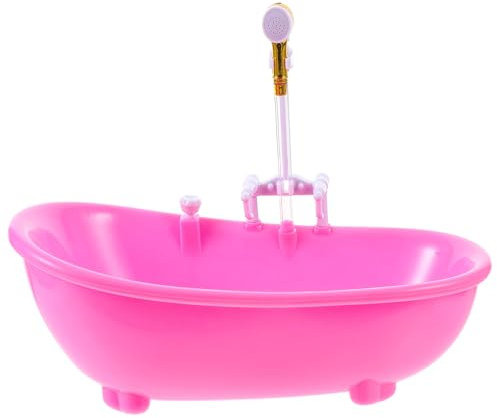 SAFIGLE Puppenbadewanne Puppen Dusche Baby- Mit Duschbrause Mini- Badezimmerzubehör Puppenhausmöbel Rollenspiel-Spielzeug Für Kinder Puppenbad-Spielset – Pink Puppenm Bel 1/6 Puppenhausbadewanne