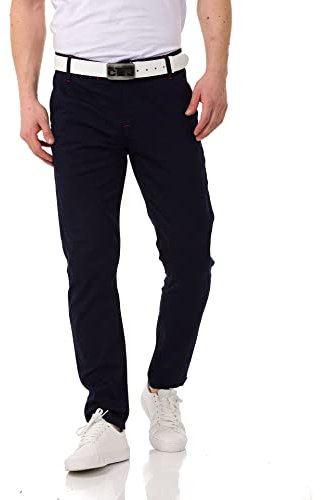 Cipo & Baxx Herren Chinohose Stretch Basic Baumwolle Slim Fit CD842 Dunkelblau W34 L34