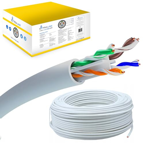 EXTRALINK Câble Ethernet CAT 6 UTP U/UTP d'intérieur 305 m – Paire torsadée interne Internet LAN Câble d'installation AWG24 CCA UTP RJ45 en cuivre