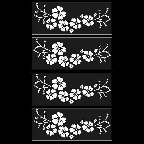 GORGECRAFT 4 Foglio Adesivi e Decalcomanie Hawaiani Fiore di Ibisco Adesivo per Auto Decalcomanie Automobilistiche Bianche Vinile Impermeabile Decorazioni Esterne per Automobili per SUV Camion Moto