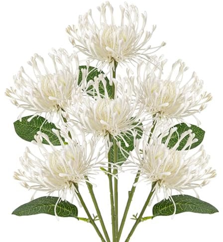 Briful 6 Stück Kunstblumen Wie Echt Künstliche Chrysantheme mit biegsamen Stiel für Hausgarten Party Büro Dekoration Blumengesteck