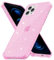 Svanove for iPhone 12 Pro Max Phone Case Clear Glitter, Cute Sparkle Bling Sparkly Shiny Cover for Women Girly Aesthetic Design, Transparent Thin Slim Flexible Soft TPU, Non-Yellowing, Pink