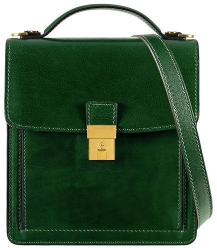 Time Resistance Leder Aktentasche - Leder Tasche Handgefertigt in Italien - Arbeitstasche mit Schultergurt - Kleine Businesstasche - Umhängetasche
