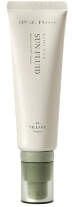 [VILLAGE 11 FACTORY] DAILY MILD SUN FLUID (50ml) Koreanische Hautpflege – Flüssige und leichte Sonnencreme – Schützt vor UV-Strahlung – hellt den Teint auf – spendet Feuchtigkeit – Anti-Aging