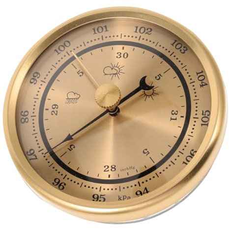 Haushaltsbarometer mit Großem Zifferblatt, Metall, Gold