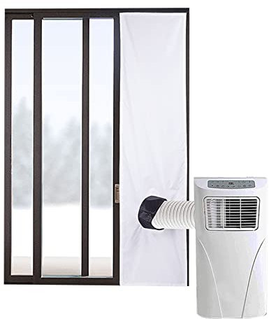 Dyeulget Sello de ventana de aire acondicionado, kit de ventilación para secador de ventanas - Paño sellador de ventana de CA impermeable portátil - Deflector de aire acondicionado a prueba de viento,