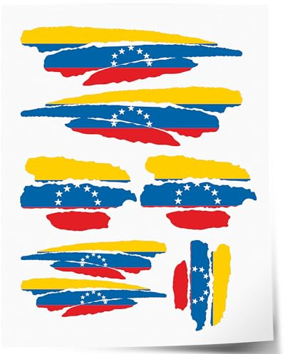 Indigos UG Aufkleber Venezuela - 7 Autoaufkleber - Flagge - Fahne mit 3 Streifen - selbstklebende Fahnen für Heckscheibe, Modellbau, Sport, Motorrad, Auto, Tuning, Fenster, Kofferraum