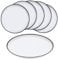 Lot de 6 assiettes en mélamine blanches avec bord noir – Ø 21 cm/petite – Assiettes à gâteau de camping et de pique-nique en plastique – Vaisselle de camping pour 4 personnes – Accessoires de camping