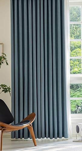Epinki Verdunkelungsvorhänge UV Blau 2er Set, Einfarbig Wohnzimmer Vorhang, Ösen Ösenvorhang 2er Set Chenille für Deko Wohnzimmer Schlafzimmer, Jeder B 102 x H 183cm