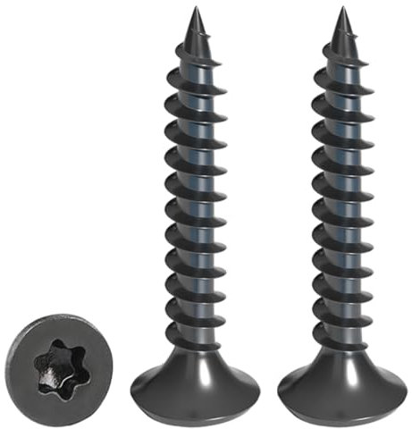 Drenky Lot de 50 Vis M5 x 20 mm vis à bois Torx noires - Avec tête fraisée en acier inoxydable A2 - Filetage complet - Vis autotaraudeuses - Vis universelles Torx TX25