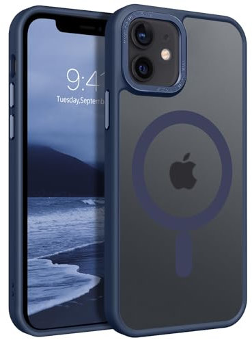 BENTOBEN Magnetic Case for iPhone 12 mini [Compatible with MagSafe],Translucent Matte Back Anti-yellow Slim Soft TPU Military Grade Shockproof Women Men Protective Cover for iPhone 12 mini, Blue