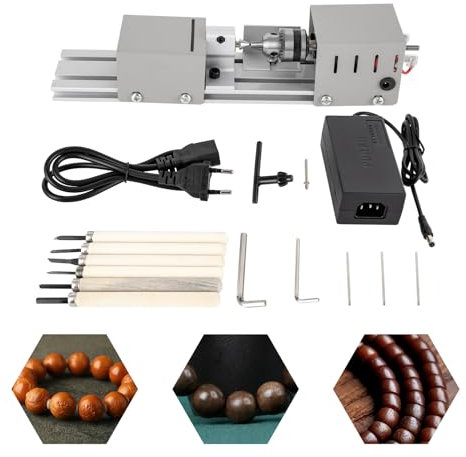 100W 220V Drehbank metall Mini Drehmaschine drechselbank Tischdrehbank Holzbearbeitung Buddha Perle Drehmaschine, Einstellbare Geschwindigkeit, 4000-9000 U/min, 7 Stufen