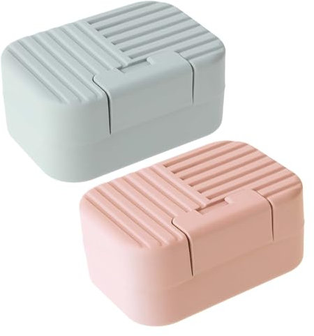 2Pcs Travel Soap Container Soap Holder Case With Lid Portable Soap Box Sealed with Cover Waterproof Dish Bar for Traveling Camping Outdoor Gym Bathroom Hiking Shower Storage