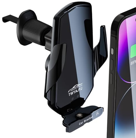 TWYAJYJ Car Phone Holder Wireless Charger, 15W Wireless Car Charger Auto Clamping, Qi Fast Charging Wireless Car Phone Holder for iPhone 16 15 14 13 12 11 Pro Max, Samsung Xiaomi and more
