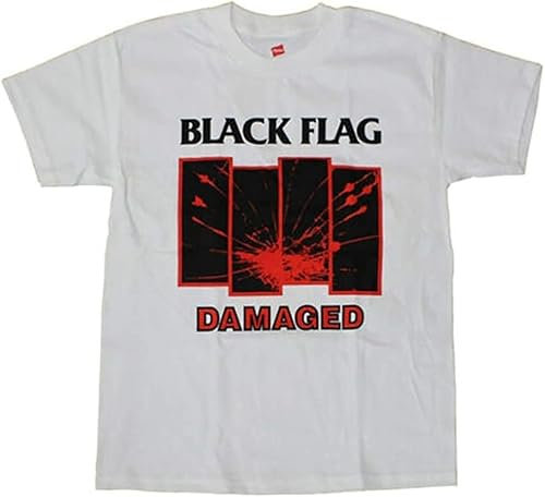 CFZQYALNB Black Flag T-Shirt Damaged Punk Band White Men's