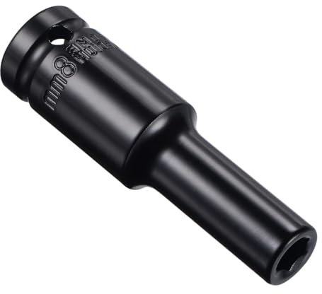 Juttzzei 1/2 Inch Drive 8mm Deep Impact Socket - Heat-Treated CR-V Steel, 78mm Length, 6-Point Metric Sizes for Car & Home Repair