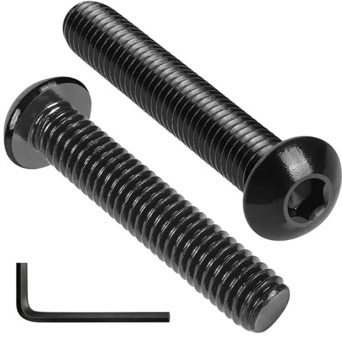 VGBUY 15 tornillos de cabeza de botón de 5/16-18 x 2 pulgadas, acero inoxidable 304 18-8, llave hexagonal Allen, chapado en zinc negro, totalmente roscado, llave hexagonal incluida