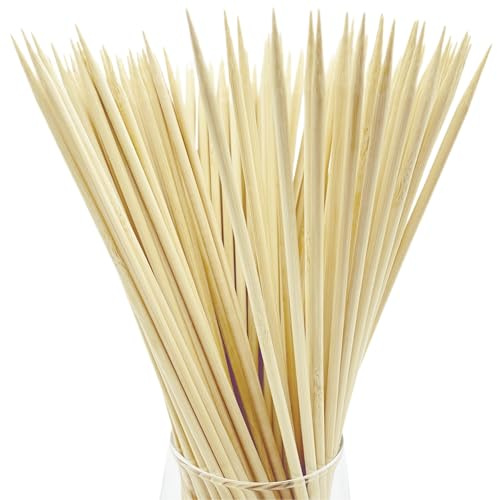 Bonsucee 10 Bamboo Skewers (200PCS) for Grilling, BBQ, Shish Kabobs, Fruit, Appetizers, Chocolate Fountains, Cocktail Picks, Wooden Sticks, Crafting, Φ=3mm, Optional Sizes 6/8/12