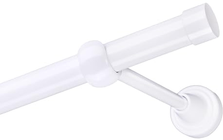 Voppi Gardinenstange weiß Stahl 460cm mit Abschlussstreben Wandbefestigung elegant 19mm für Gardinenfenster