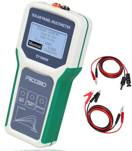 FrogBro Pannello solare da 1800 W, multimetro, stile migliorato, EY-1800 W, con display LCD ultra trasparente, strumento Smart MPPT per la risoluzione dei problemi di tensione a vuoto per test solari
